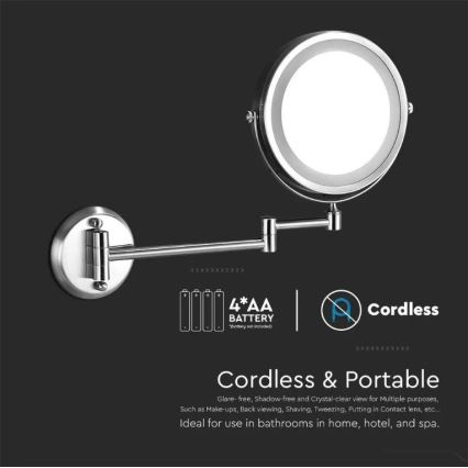 LED Nástěnné kosmetické zrcátko LED/3W/6V 4xAA IP44