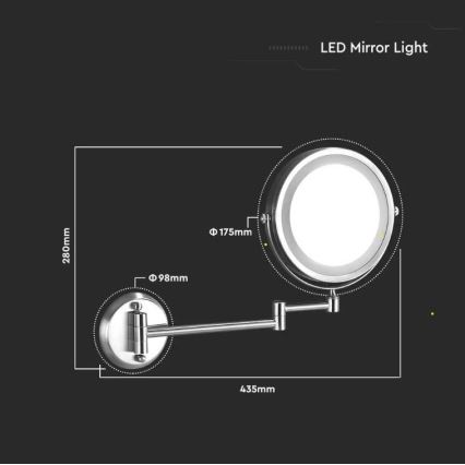 LED Nástěnné kosmetické zrcátko LED/3W/6V 4xAA IP44