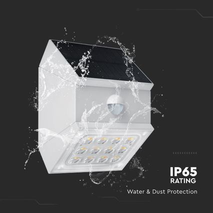 LED Nástěnné solární svítidlo se senzorem LED/2,5W/3,7V 3000/4000/6000K IP65 1200 mAh bílá