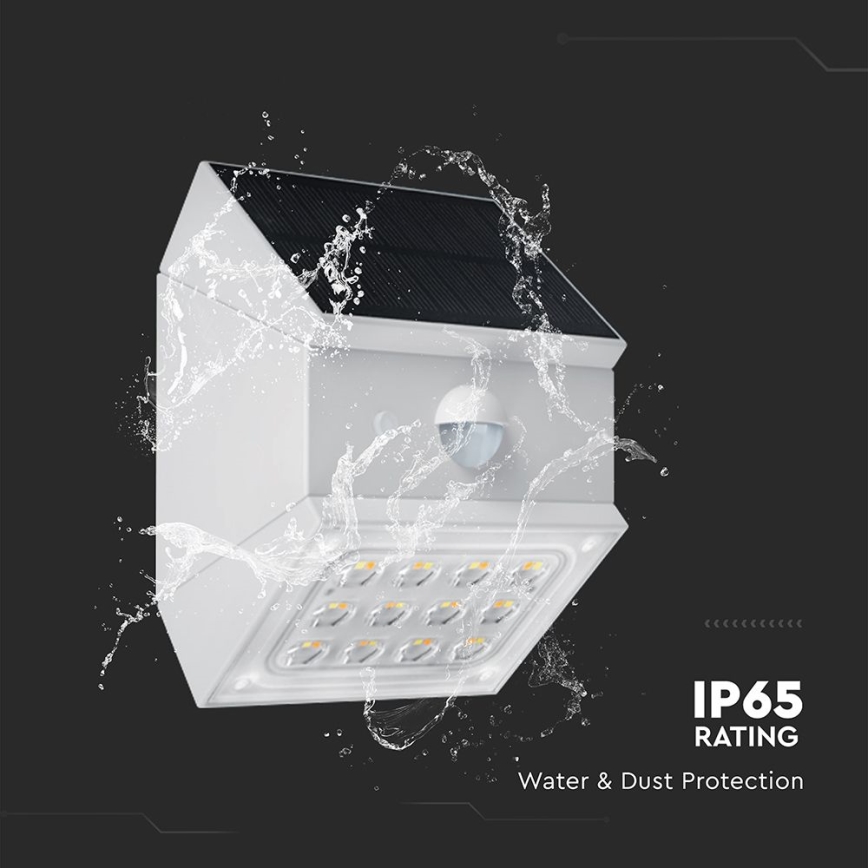 LED Nástěnné solární svítidlo se senzorem LED/2,5W/3,7V 3000/4000/6000K IP65 1200 mAh bílá