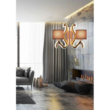 LED Nástěnné svítidlo AMBROSIA 2xE14/40W/230V + LED/12,3W měděná
