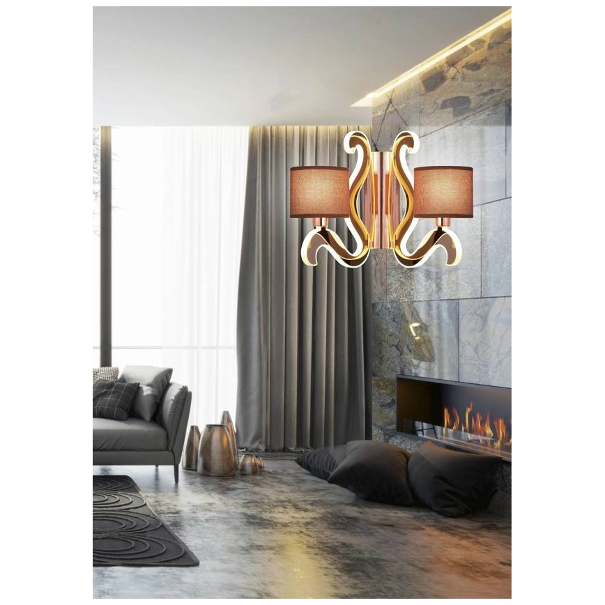 LED Nástěnné svítidlo AMBROSIA 2xE14/40W/230V + LED/12,3W měděná