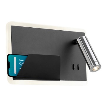 LED Nástěnné svítidlo BOARD LED/7,8W/230V + LED/3W černá/lesklý chrom