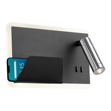 LED Nástěnné svítidlo BOARD LED/7,8W/230V + LED/3W černá/lesklý chrom