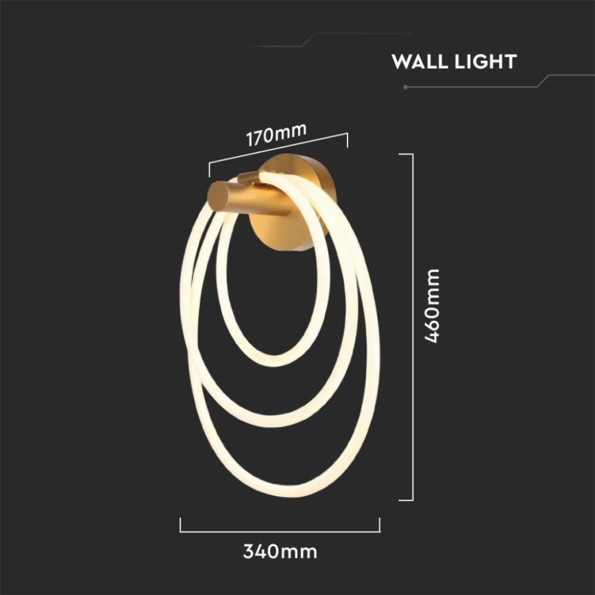 LED Nástěnné svítidlo LED/37W/230V 3000K zlatá