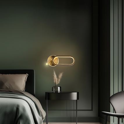 LED Nástěnné svítidlo MONET LED/13W/230V + LED/2W 3000/4000/6000K zlatá