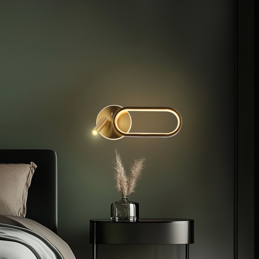 LED Nástěnné svítidlo MONET LED/13W/230V + LED/2W 3000/4000/6000K zlatá