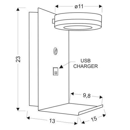 LED Nástěnné svítidlo s nabíječkou COMPACT LED/4W/230V