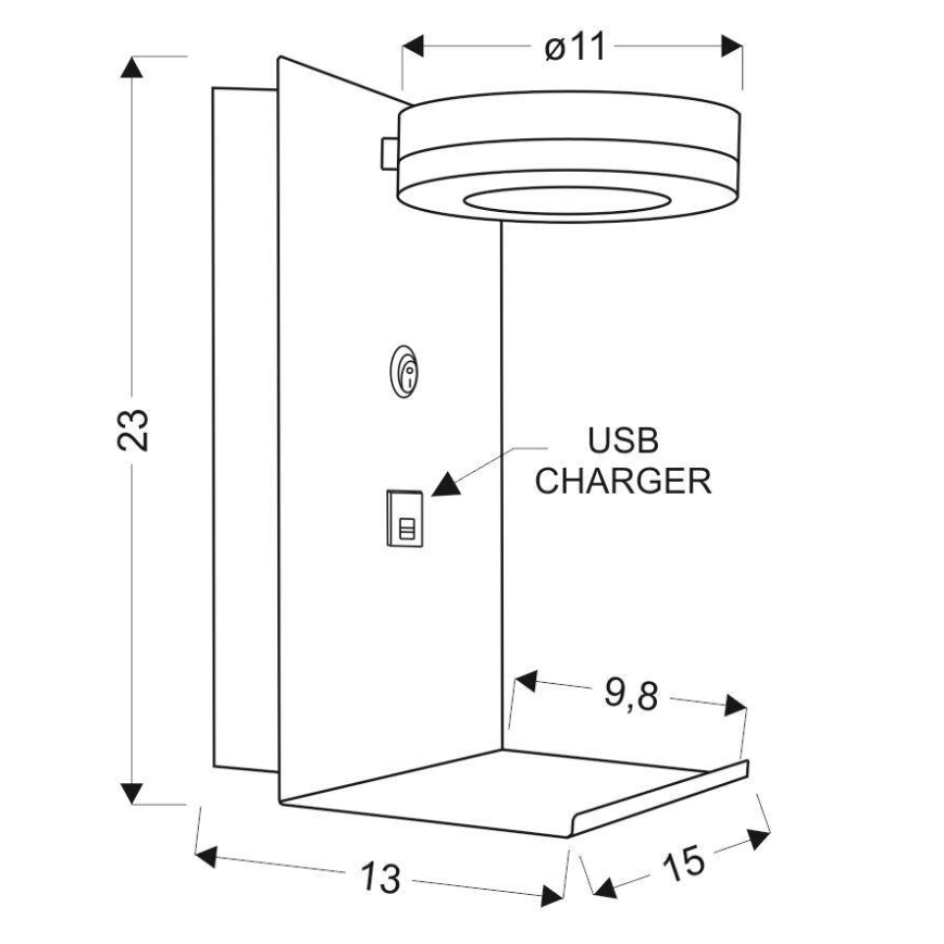 LED Nástěnné svítidlo s nabíječkou COMPACT LED/4W/230V