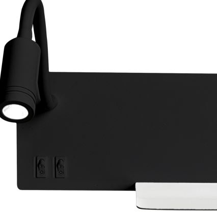 LED Nástěnné svítidlo SHELF LED/4W+LED/5W+LED/2W/230V černá