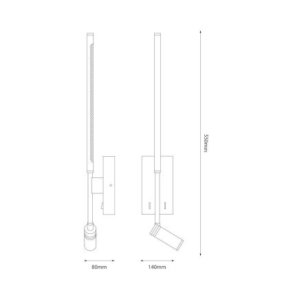 LED Nástěnné svítidlo TORCH LED/6W/230V + LED/3W bílá