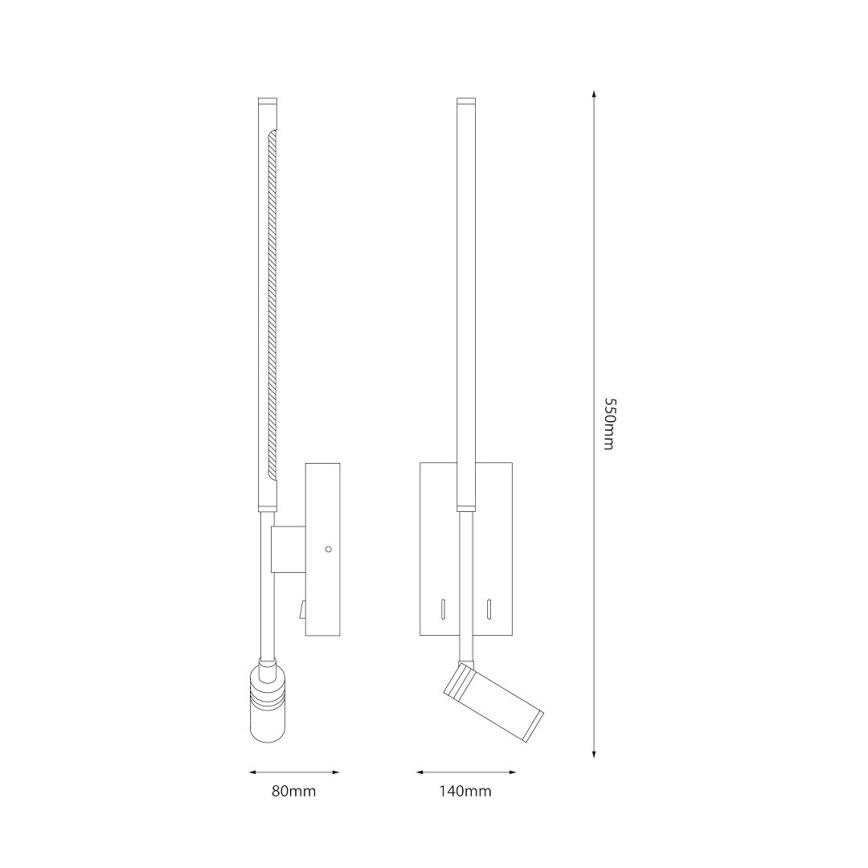 LED Nástěnné svítidlo TORCH LED/6W/230V + LED/3W bílá