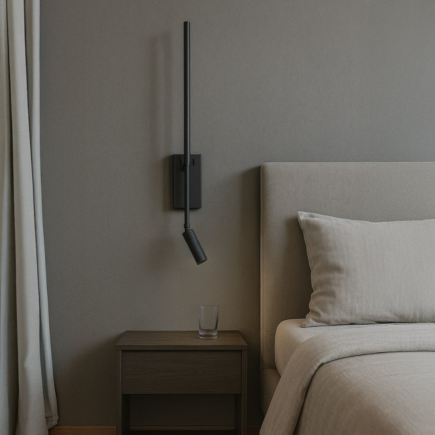 LED Nástěnné svítidlo TORCH LED/6W/230V + LED/3W černá