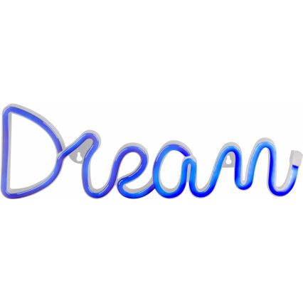 LED Neonová nástěnná dekorace DREAM LED/3W/3xAA USB modrá