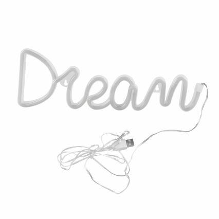 LED Neonová nástěnná dekorace DREAM LED/3W/3xAA USB modrá