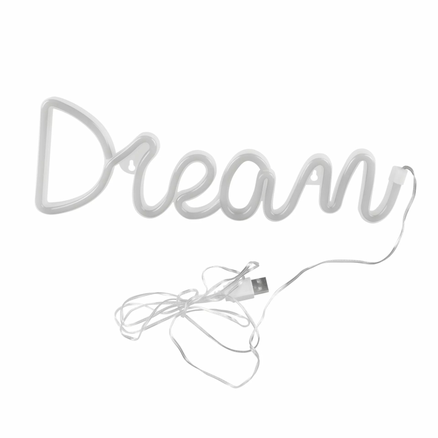 LED Neonová nástěnná dekorace DREAM LED/3W/3xAA USB modrá