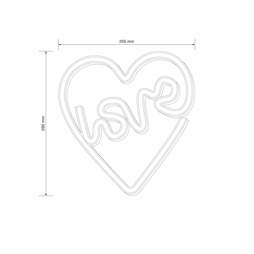 LED Neonová nástěnná dekorace LOVE LED/3W/3xAA USB růžová