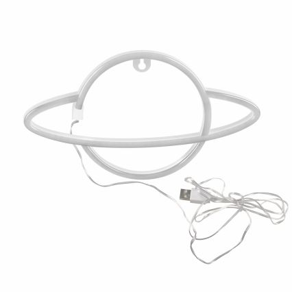 LED Neonová nástěnná dekorace PLANET LED/3W/3xAA USB modrá/žlutá