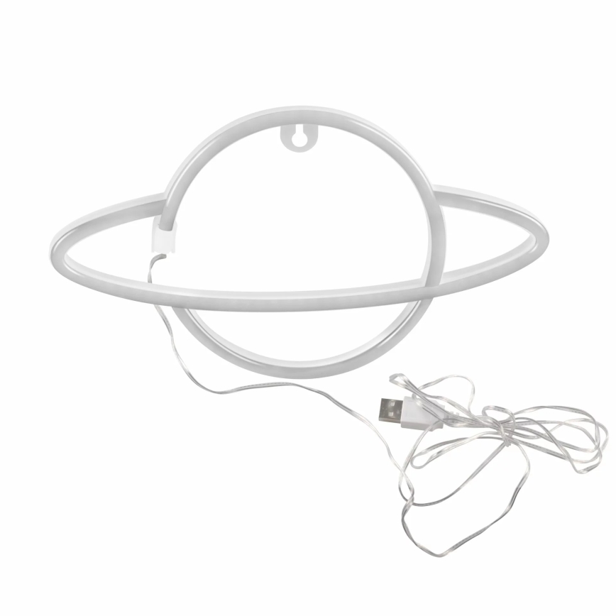 LED Neonová nástěnná dekorace PLANET LED/3W/3xAA USB modrá/žlutá