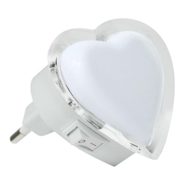 LED Noční světlo do zásuvky LED/0,4W/230V bílé srdce LED Noční světlo do zásuvky LED/0,4W/230V bílé srdce