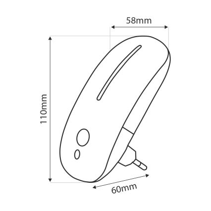 LED Noční světlo se senzorem LED/1W/230V bílá