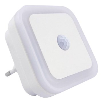 LED Noční světlo se senzorem pohybu a soumraku LED/0,5W/230V bílá