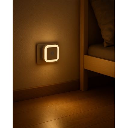 LED Noční světlo se senzorem pohybu a soumraku LED/0,5W/230V bílá