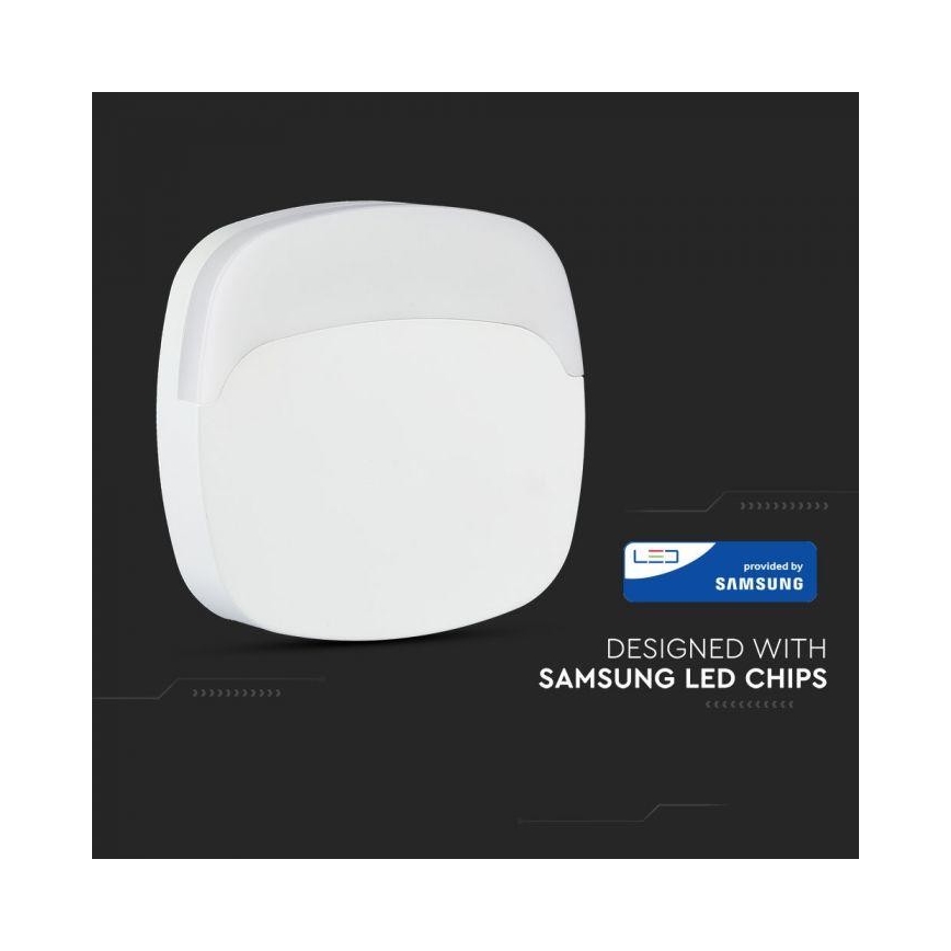 LED Noční světlo se senzorem SAMSUNG CHIP LED/0,5W/230V 65mm 3000K hranatý