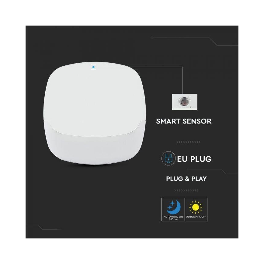 LED Noční světlo se senzorem SAMSUNG CHIP LED/0,5W/230V 65mm 3000K hranatý