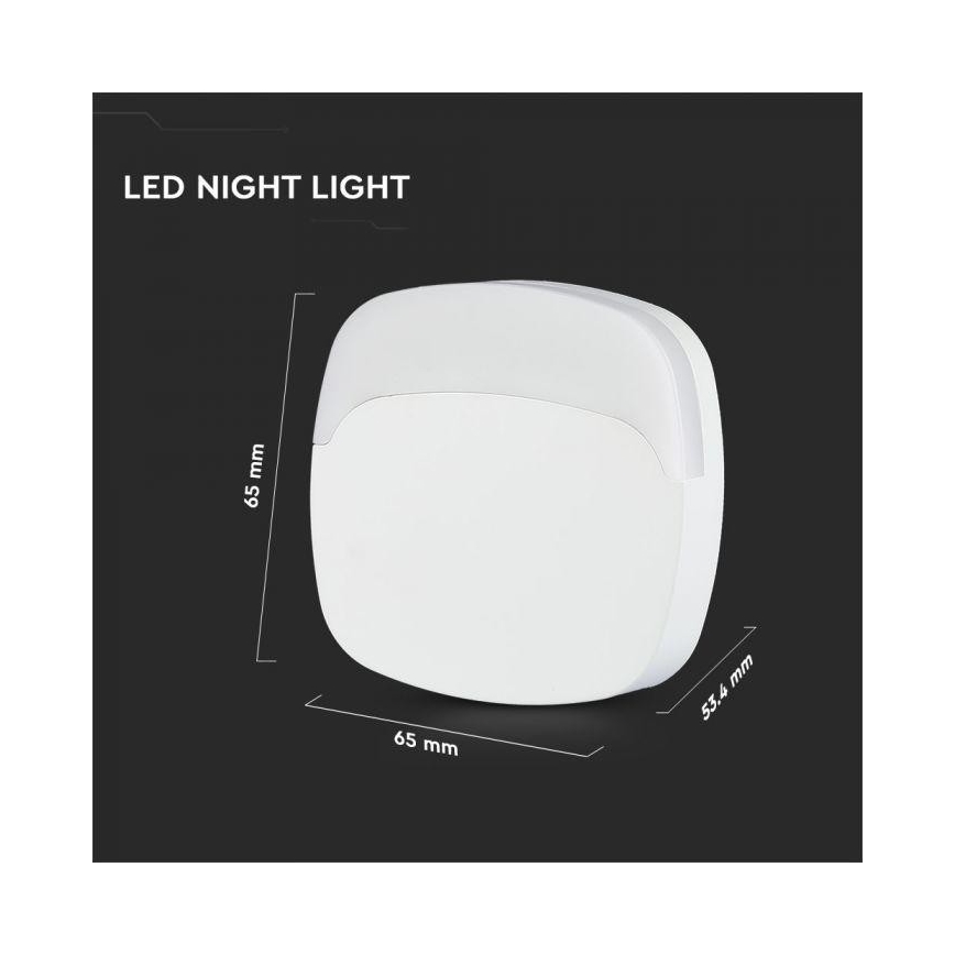 LED Noční světlo se senzorem SAMSUNG CHIP LED/0,5W/230V 65mm 3000K hranatý
