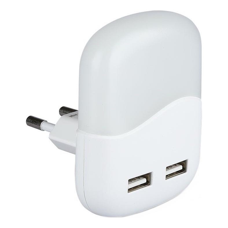 LED Noční světlo se senzorem soumraku do zásuvky 2xUSB LED/0,45W/230V 3000K