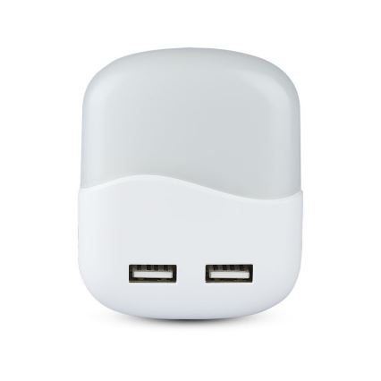 LED Noční světlo se senzorem soumraku do zásuvky 2xUSB LED/0,45W/230V 3000K