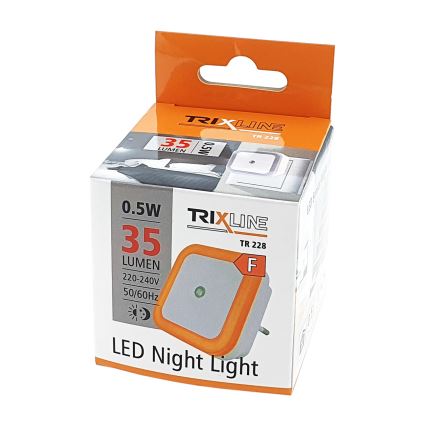 LED Noční světlo se senzorem soumraku LED/0,5W/230V oranžová