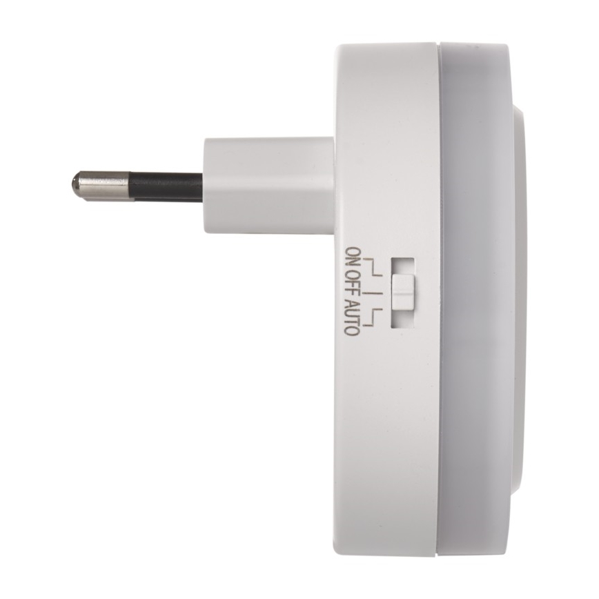 LED Noční svítidlo do zásuvky se fotosenzorem+2xUSB 3xLED/0,3W/230V