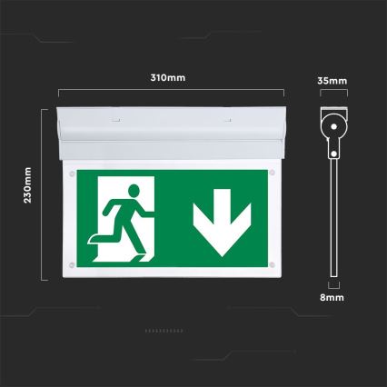 LED Nouzové svítidlo EMERGENCY EXIT SAMSUNG CHIP LED/2W/230V 6000K