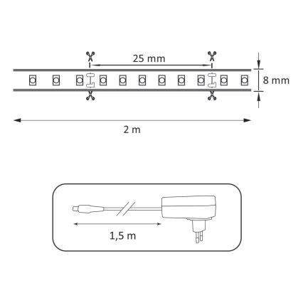 LED pásek 2m LED/18W/12V 4000K