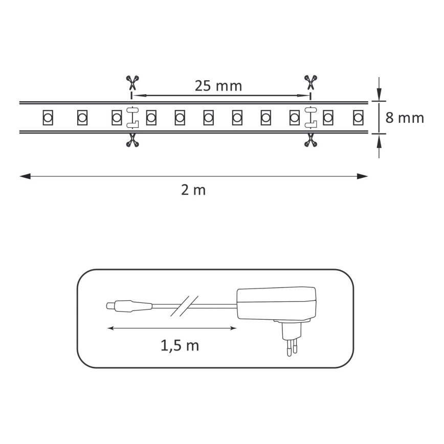 LED pásek 2m LED/18W/12V 4000K