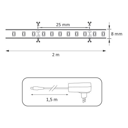 LED pásek 2m LED/18W/12V IP65 4000K