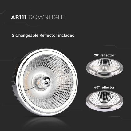 LED Podhledové bodové svítidlo LED/20W/230V 4000K 40°/20° pr. 11 cm lesklý chrom