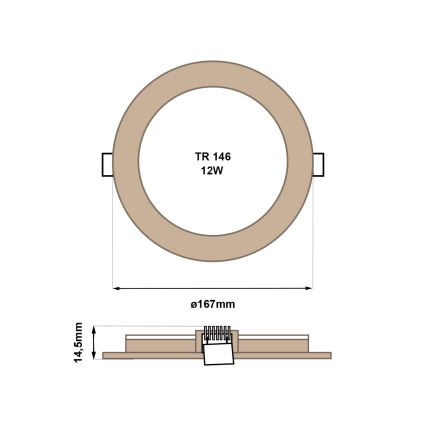 LED Podhledové svítidlo CIRCLE LED/12W/230V 4200K pr. 16,7 cm hnědá