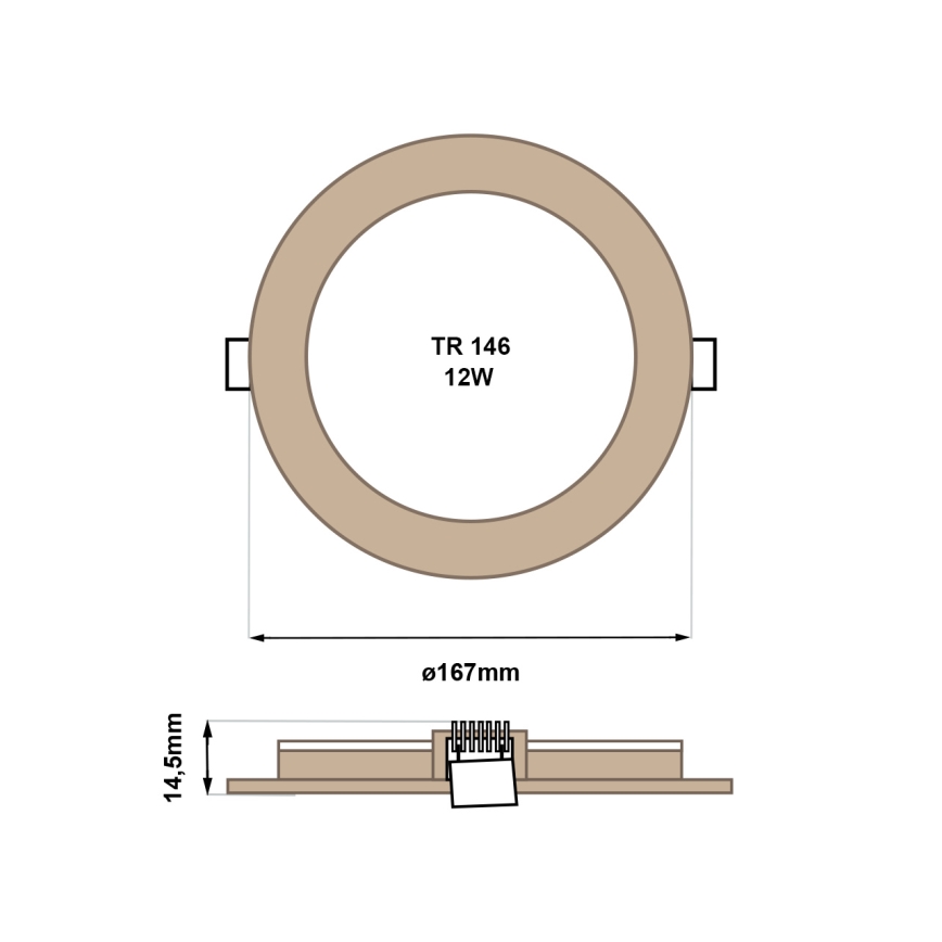 LED Podhledové svítidlo CIRCLE LED/12W/230V 4200K pr. 16,7 cm hnědá