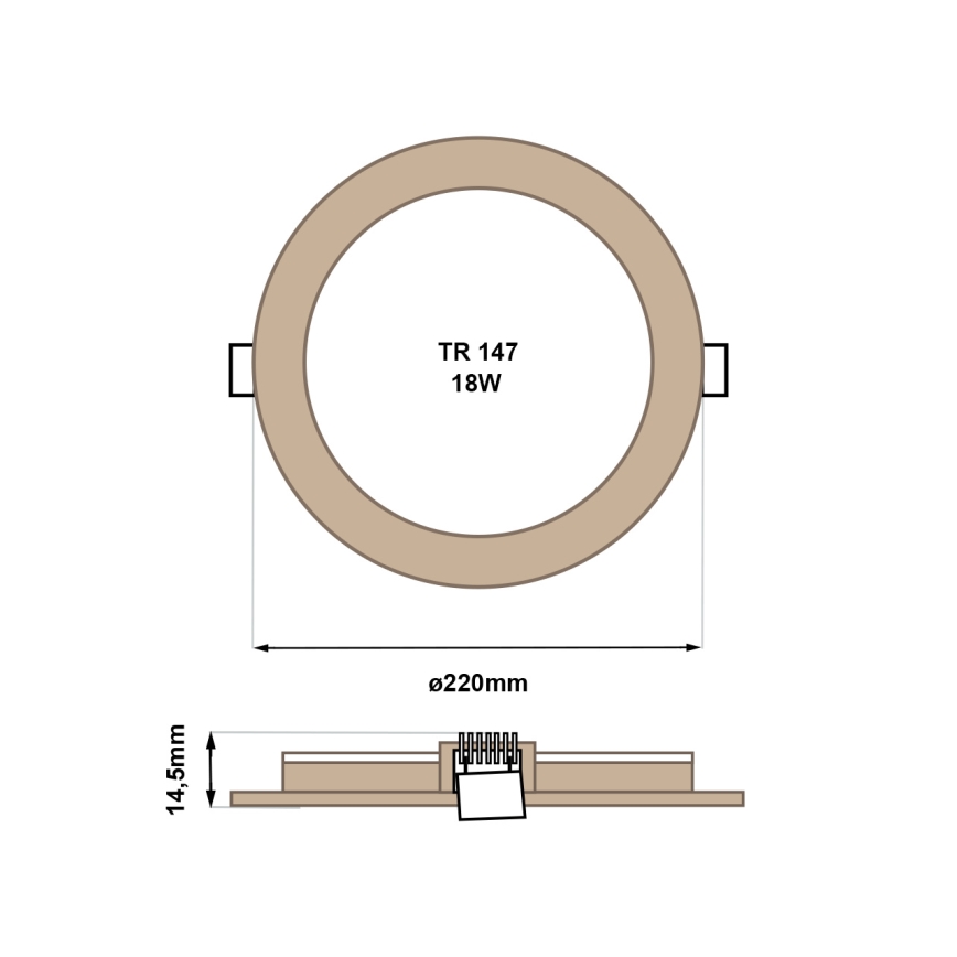 LED Podhledové svítidlo CIRCLE LED/18W/230V 4200K pr. 22 cm hnědá