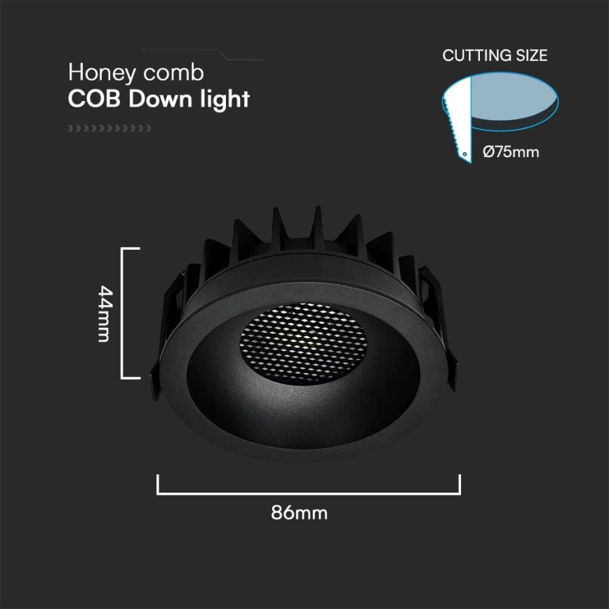 LED Podhledové svítidlo LED/12W/230V 3000/4000/6400K pr. 8,6 cm černá