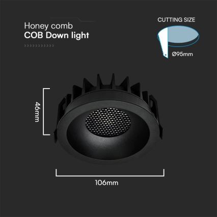 LED Podhledové svítidlo LED/18W/230V 3000/4000/6400K pr. 10,6 cm černá