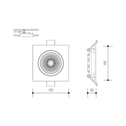 LED Podhledové svítidlo LED/18W/230V 4000K 11,5x11,5 cm černá