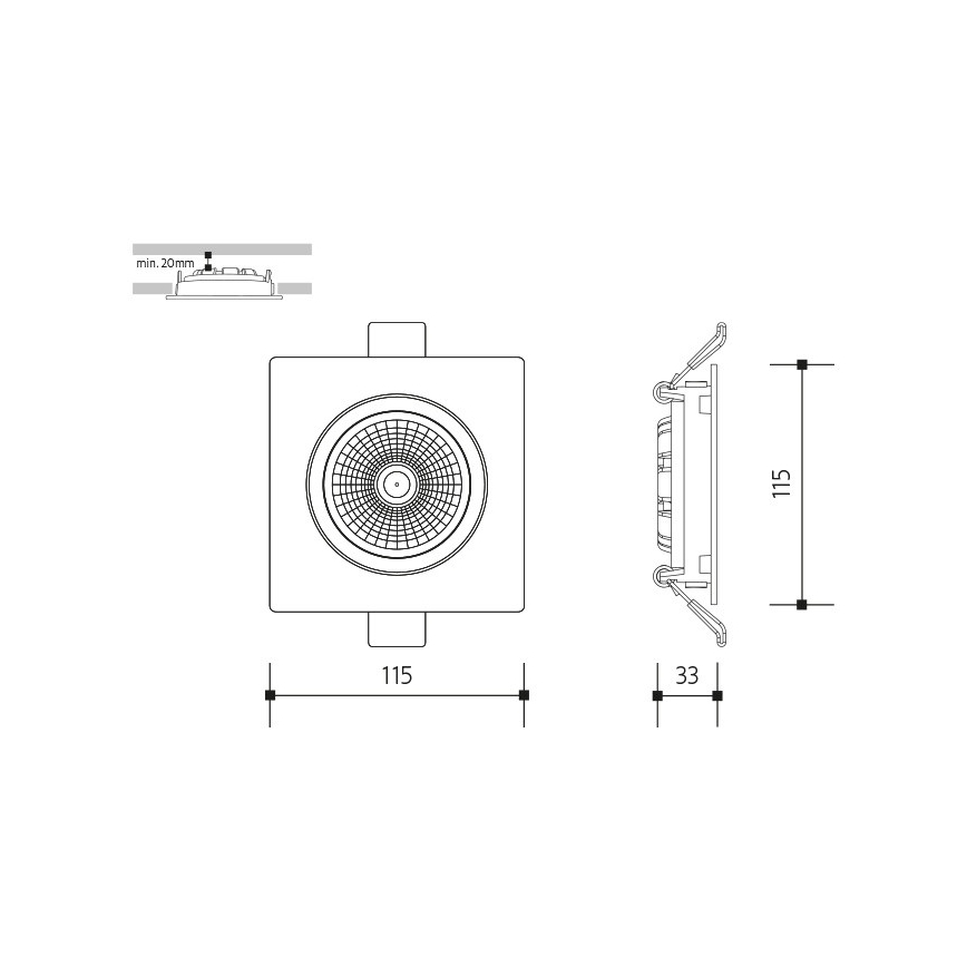 LED Podhledové svítidlo LED/18W/230V 4000K 11,5x11,5 cm černá