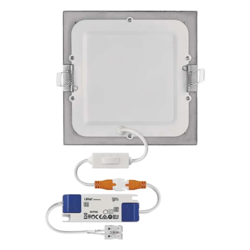 LED Podhledové svítidlo NEXXO LED/12,5W/230V 3000/3500/4000K stříbrná 17x17 cm