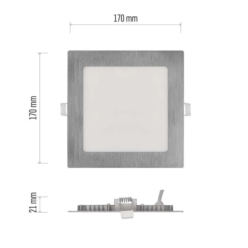 LED Podhledové svítidlo NEXXO LED/12,5W/230V 3000/3500/4000K stříbrná 17x17 cm