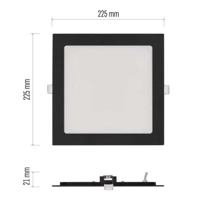 LED Podhledové svítidlo NEXXO LED/18W/230V 3000/3500/4000K černá 22,5 x 22,5 cm