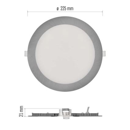 LED Podhledové svítidlo NEXXO LED/18W/230V 3000/3500/4000K stříbrná pr. 22,5 cm
